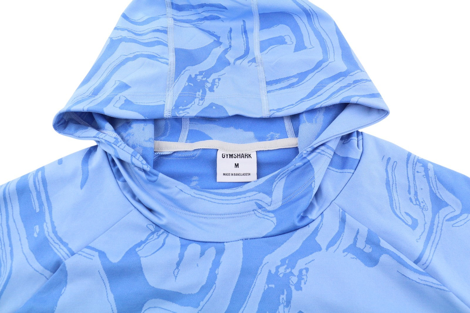 GYMSHARK Power Women Hoodie M Blue Cropped Jacquard Training Breathable Logo