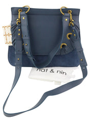 NAT & NIN Vittoria Women Bag OS Blue Leather Strap Crossbody Detachable Logo