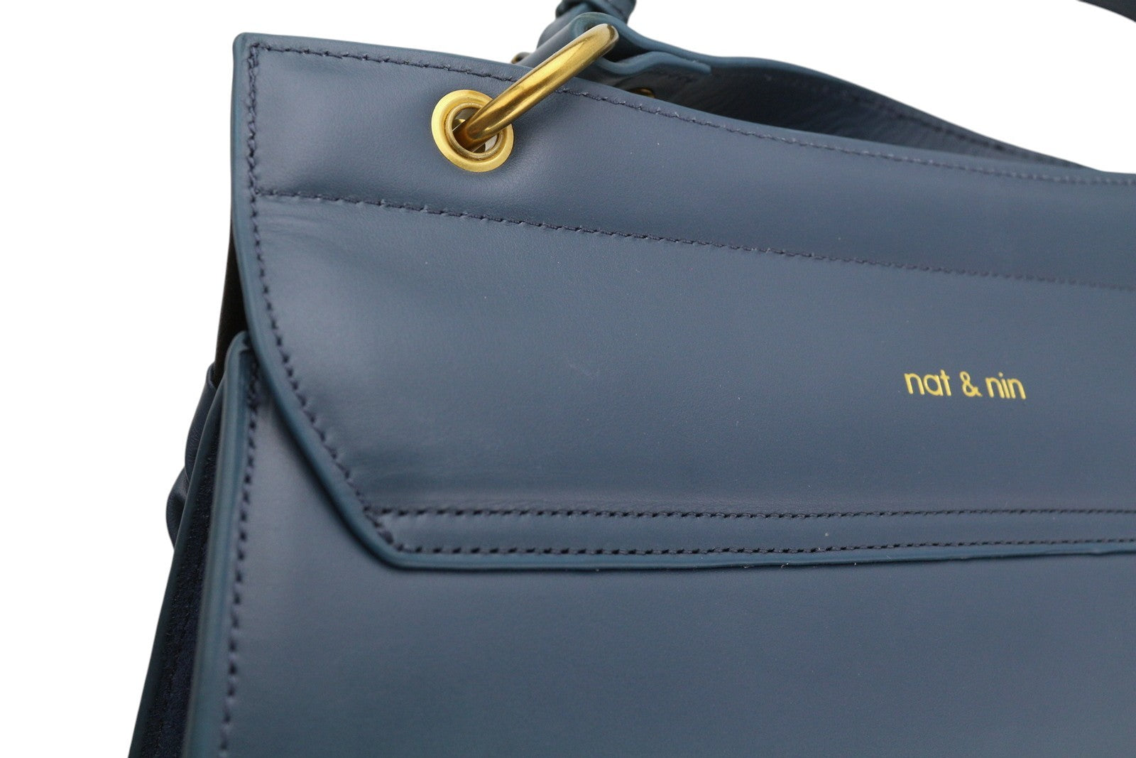 NAT & NIN Vittoria Women Bag OS Blue Leather Strap Crossbody Detachable Logo