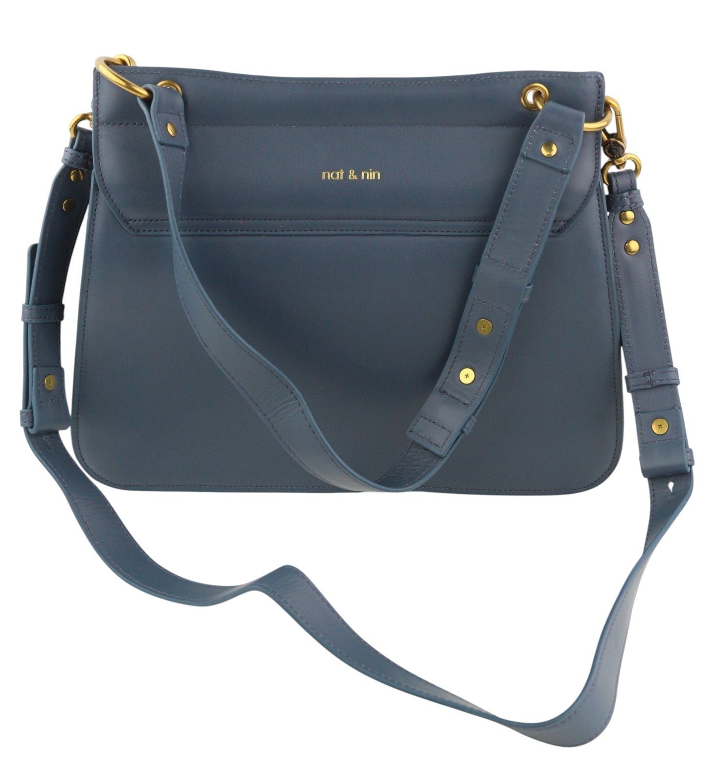 NAT & NIN Vittoria Women Bag OS Blue Leather Strap Crossbody Detachable Logo