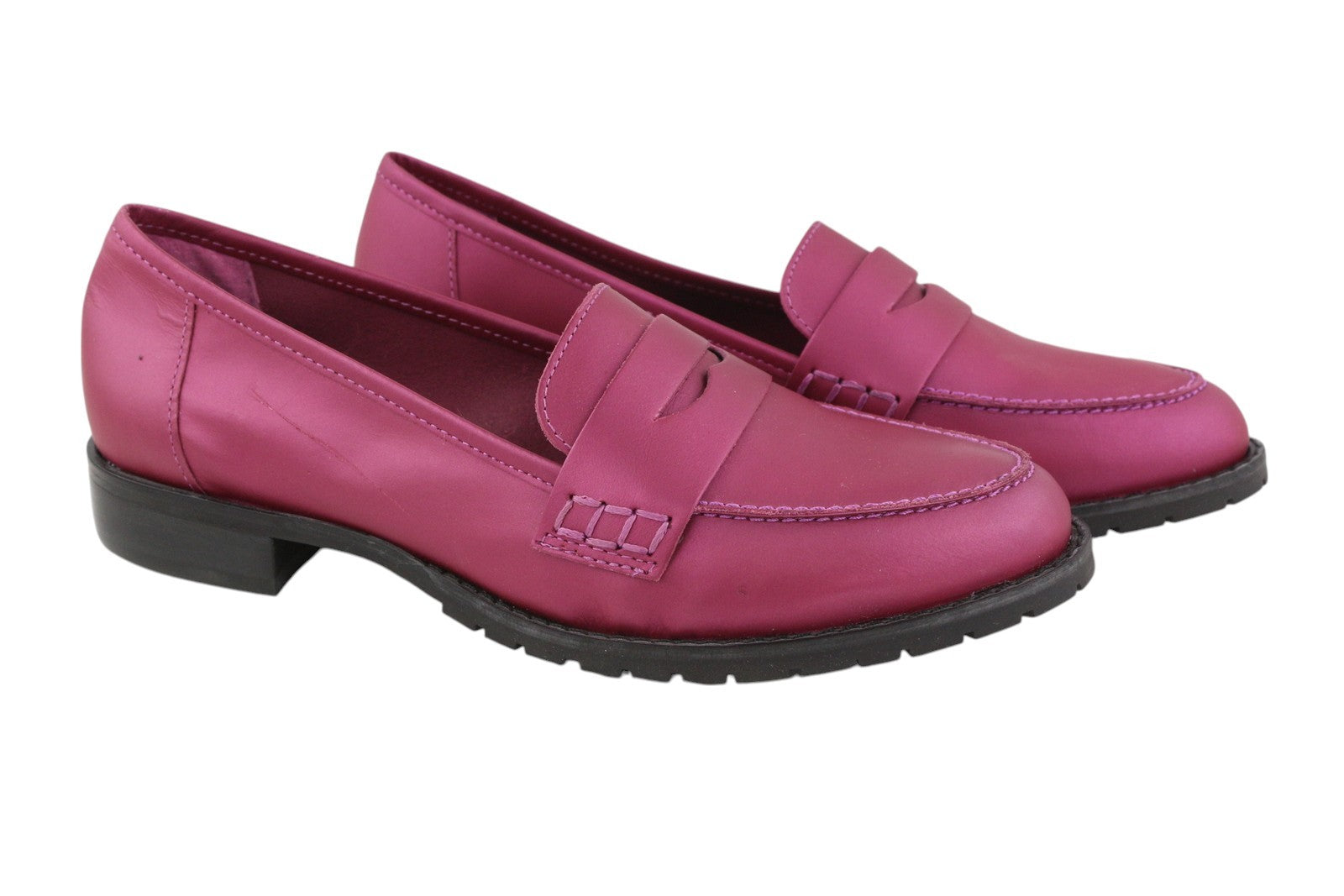 SAN MARINA Women Shoes EU37 Purple Leather Almond Toe Slip On Loafers Logo
