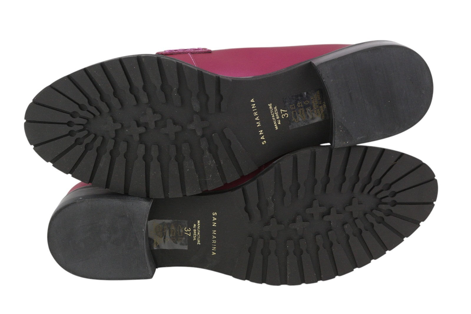 SAN MARINA Women Shoes EU37 Purple Leather Almond Toe Slip On Loafers Logo