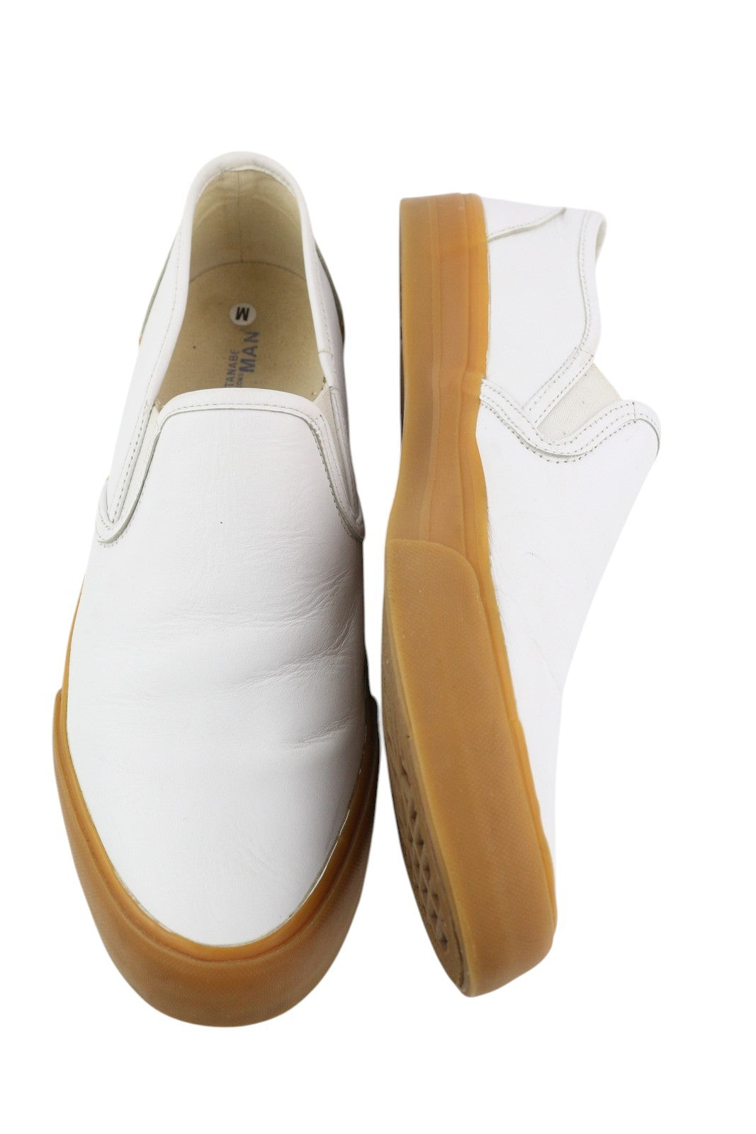 JUNYA WATANABE Men Shoes EU38.5 White Leather Almond Toe Slip On Flat Unisex