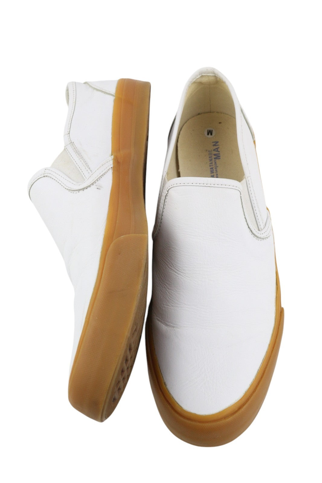 JUNYA WATANABE Men Shoes EU38.5 White Leather Almond Toe Slip On Flat Unisex