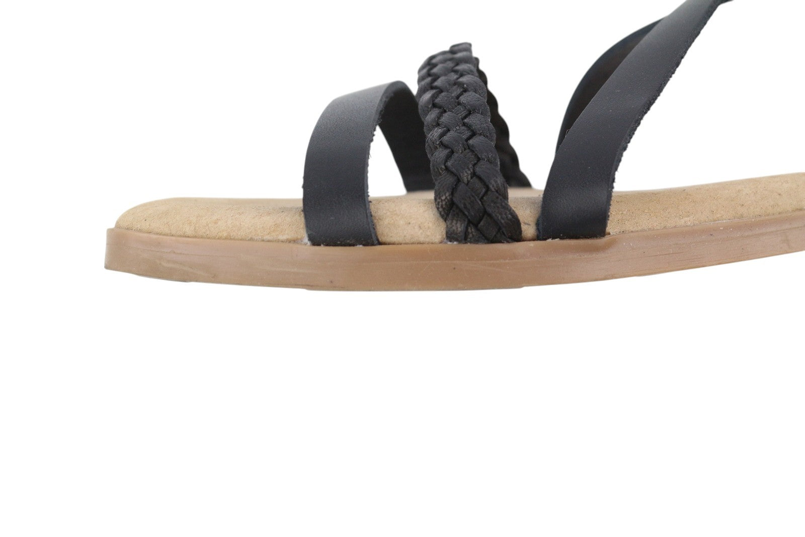 LIBERITAE Women Sandals EU38 Black Leather Buckle Open Toe Casual Logo Style