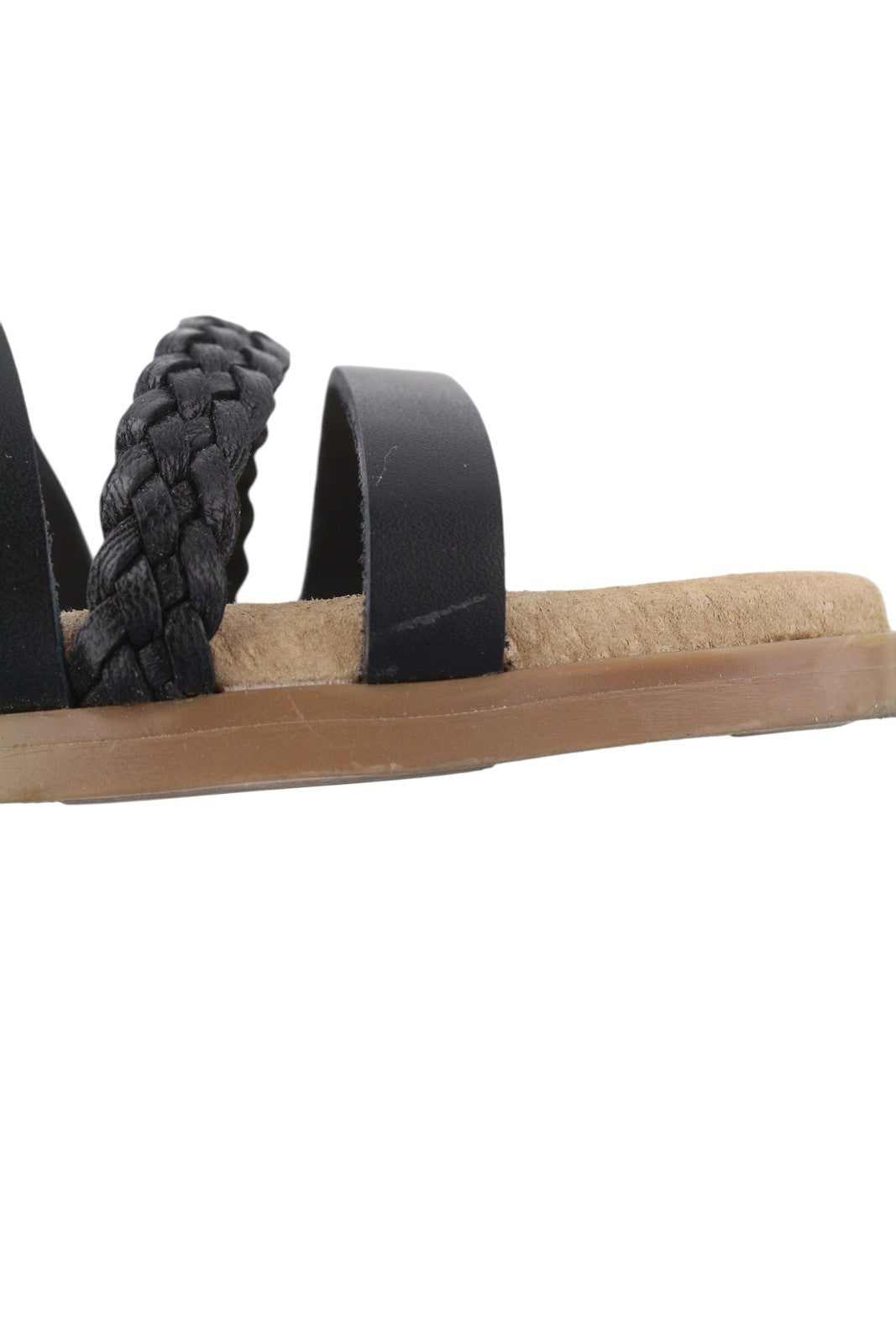 LIBERITAE Women Sandals EU38 Black Leather Buckle Open Toe Casual Logo Style