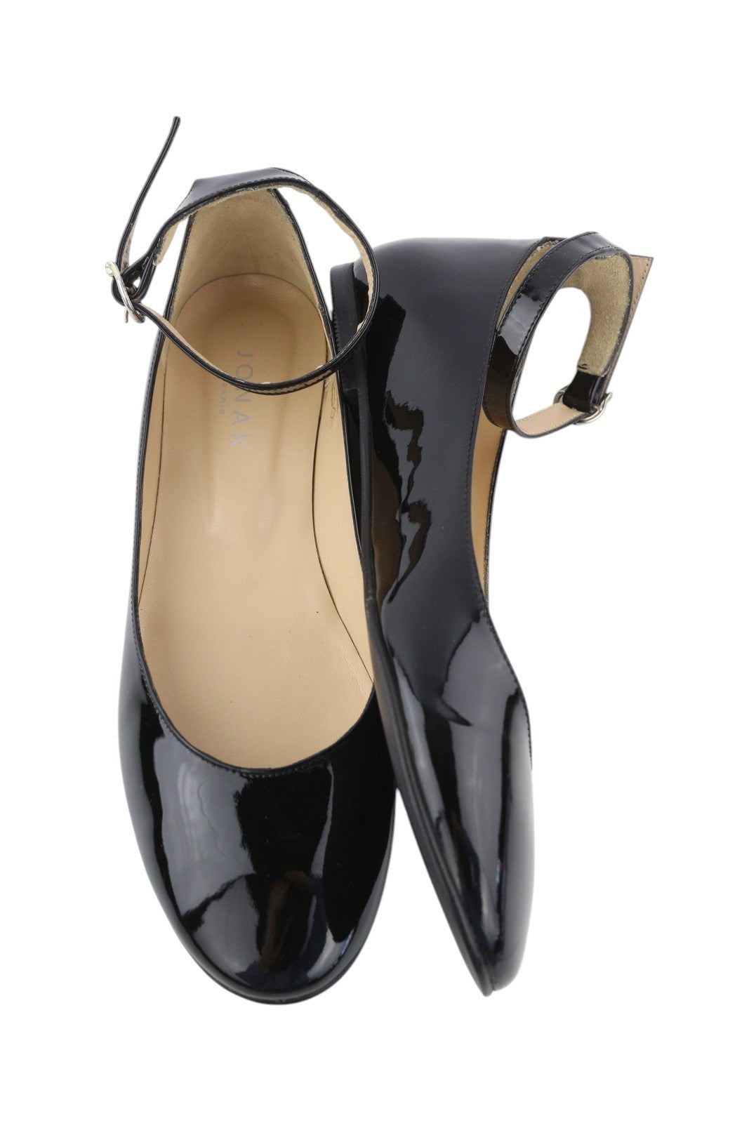 JONAK Women Shoes EU38 Black Patent Leather Round Toe Pumps Ballerina Style