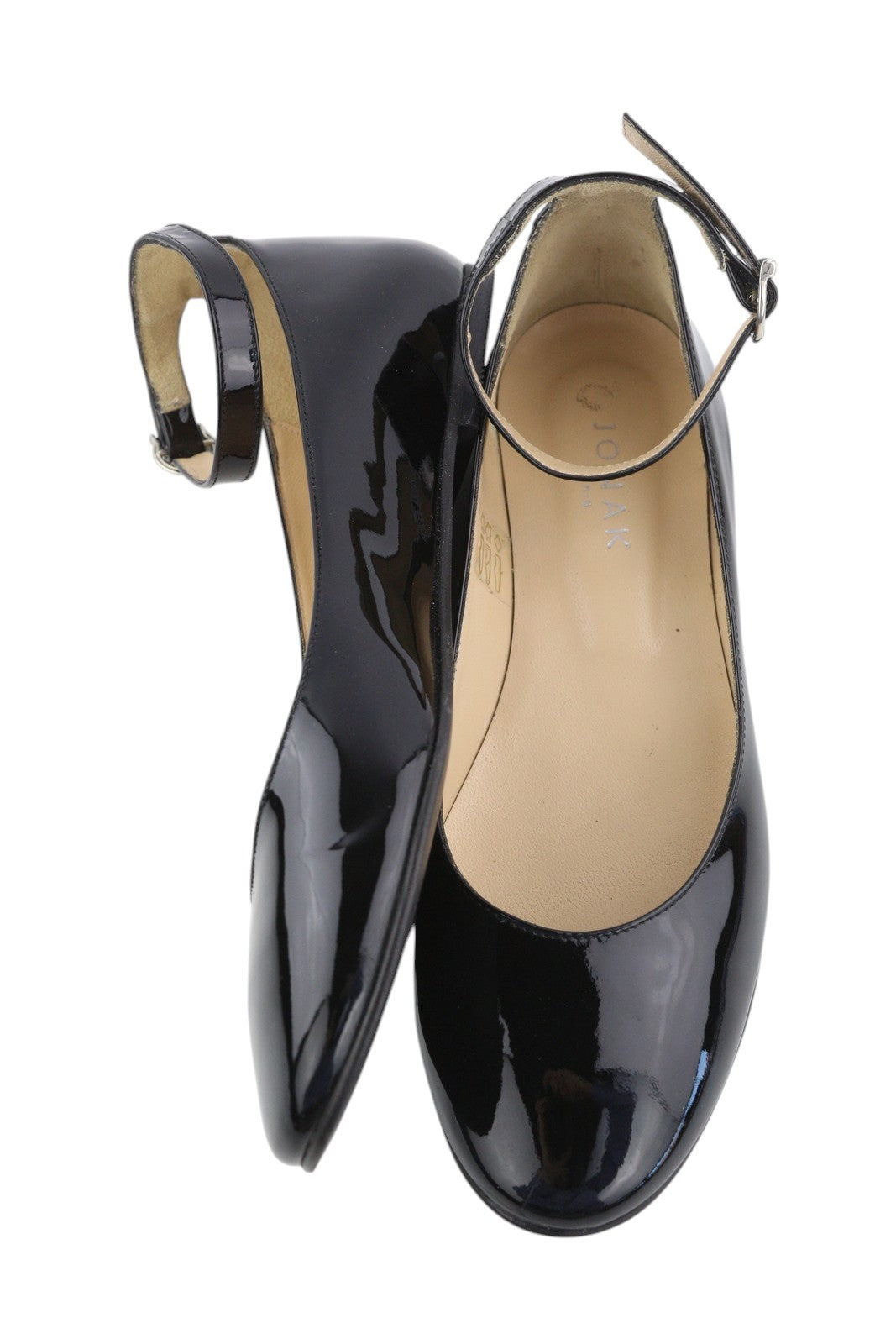 JONAK Women Shoes EU38 Black Patent Leather Round Toe Pumps Ballerina Style