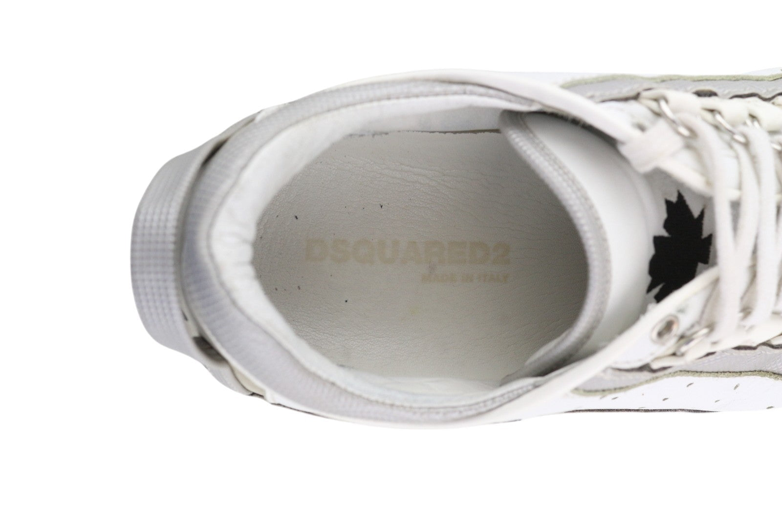 DSQUARED2 Men Sneakers EU44 White Leather Grey Trainers Low Almond Toe Laced