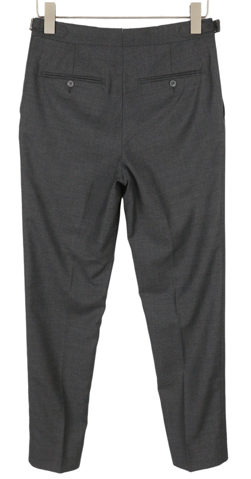 SUITSUPPLY Brescia Int vyriškos kelnės, UK34, tamsiai pilkos, vilnonės, plokščio priekio, siaurėjančios 