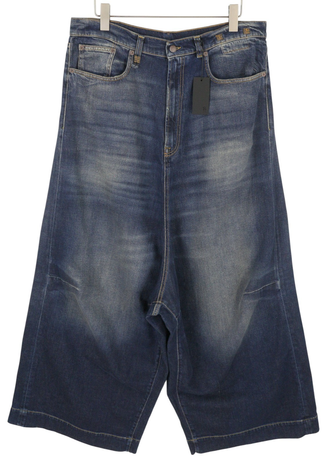 R13 Jesse moteriški džinsai, 34 dydis, mėlyni, laisvo kirpimo, su nuleistu tarpkoju, išblukę džinsai. 