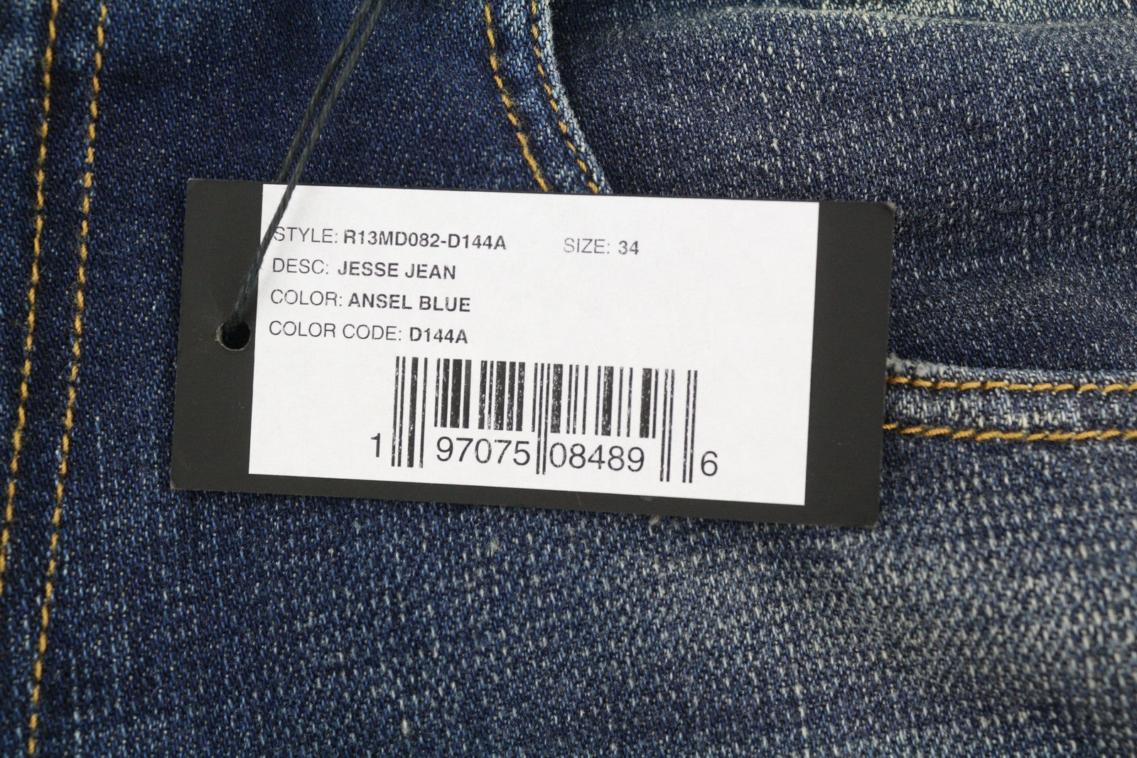 R13 Jesse moteriški džinsai, 34 dydis, mėlyni, laisvo kirpimo, su nuleistu tarpkoju, išblukę džinsai. 