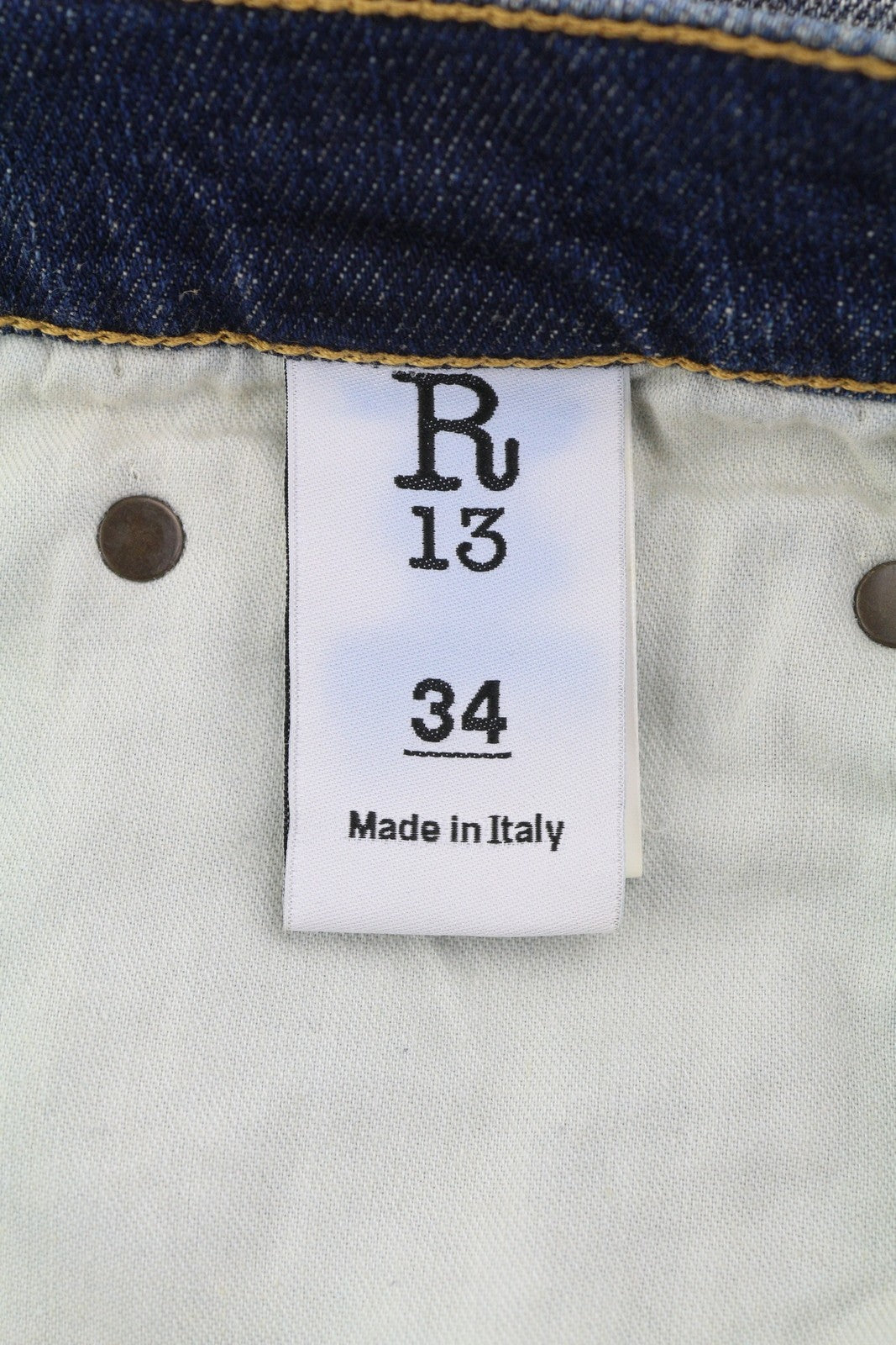 R13 Jesse moteriški džinsai, 34 dydis, mėlyni, laisvo kirpimo, su nuleistu tarpkoju, išblukę džinsai. 