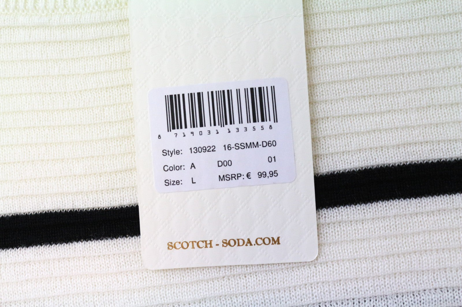 SCOTCH &amp; SODA Ams Couture vyriškas džemperis L su balkšvais dryžiais ir ilgomis rankovėmis laisvalaikio stiliaus 