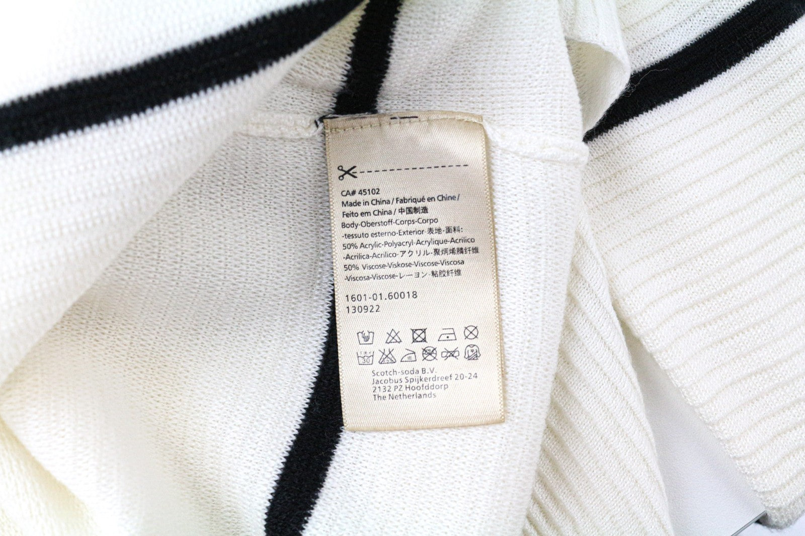 SCOTCH &amp; SODA Ams Couture vyriškas džemperis L su balkšvais dryžiais ir ilgomis rankovėmis laisvalaikio stiliaus 