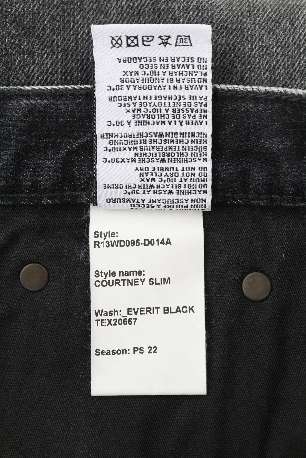 R13 Courtney Slim Women Jeans 25 Everit Black Faded Cropped Distress Zip Denim