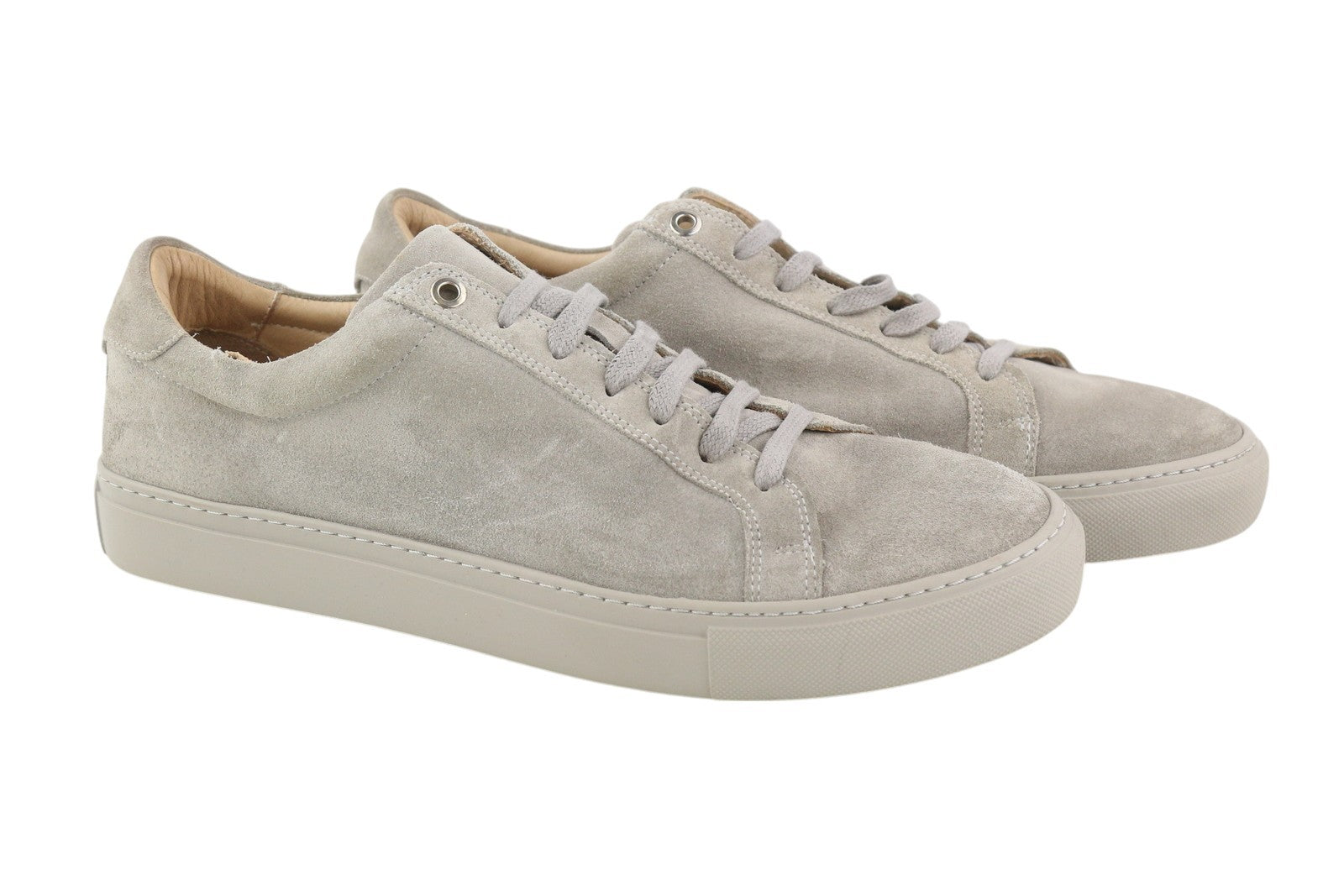 SUITSUPPLY Men Sneakers EU42 Grey Suede Leather Low Lace Up Logo Trainers