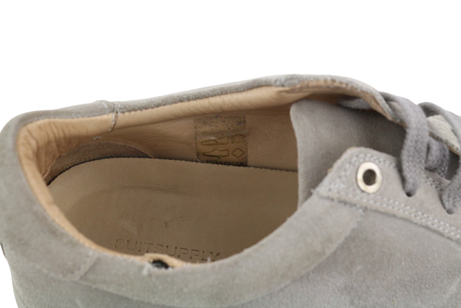 SUITSUPPLY Men Sneakers EU42 Grey Suede Leather Low Lace Up Logo Trainers