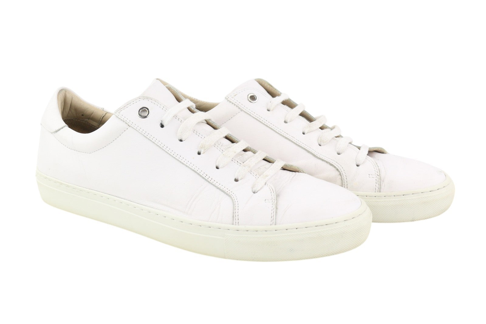 SUITSUPPLY FW1404 Men Sneakers EU43 White Leather Low Laced Almond Toe Style
