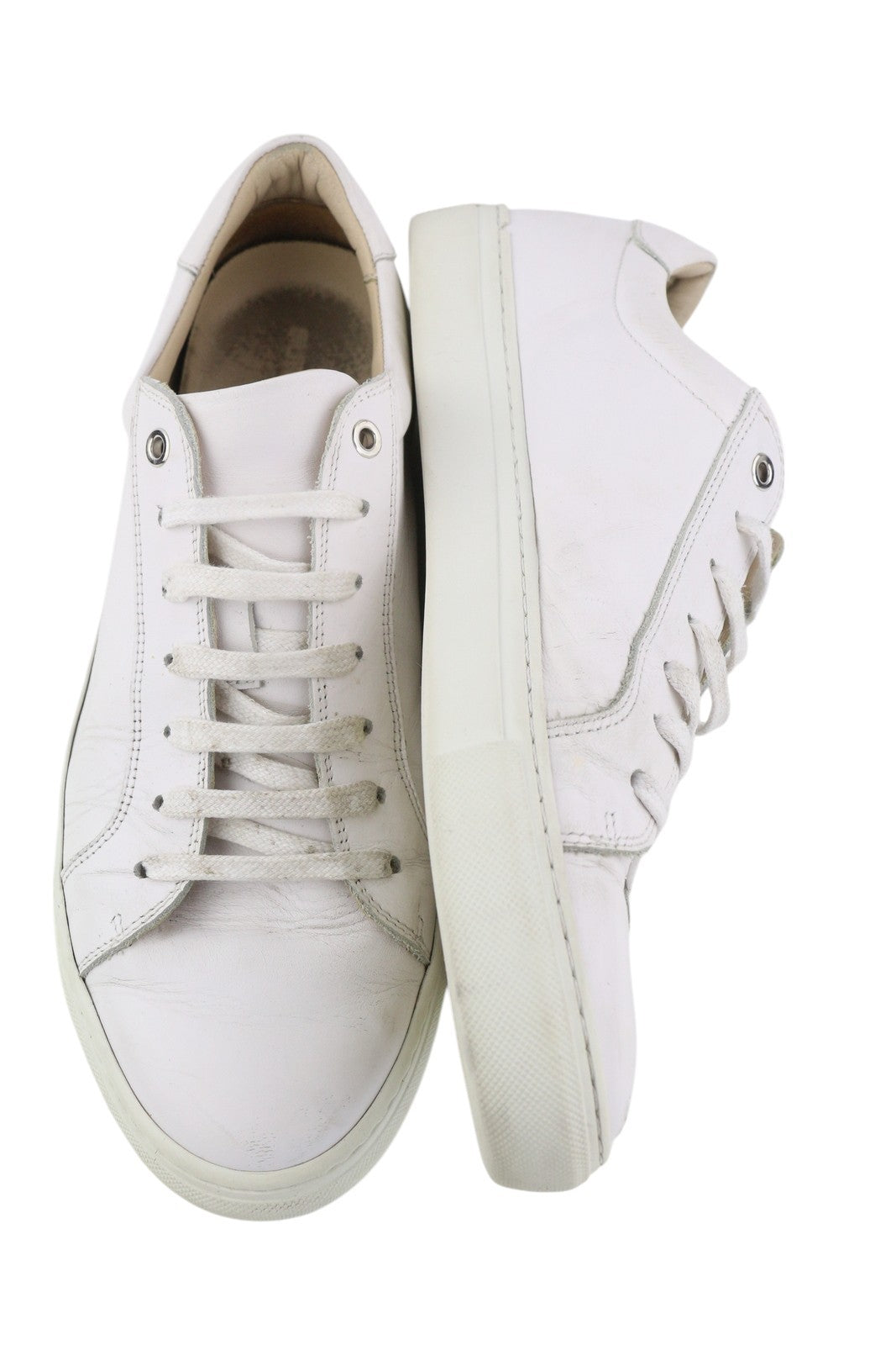 SUITSUPPLY FW1404 Men Sneakers EU43 White Leather Low Laced Almond Toe Style