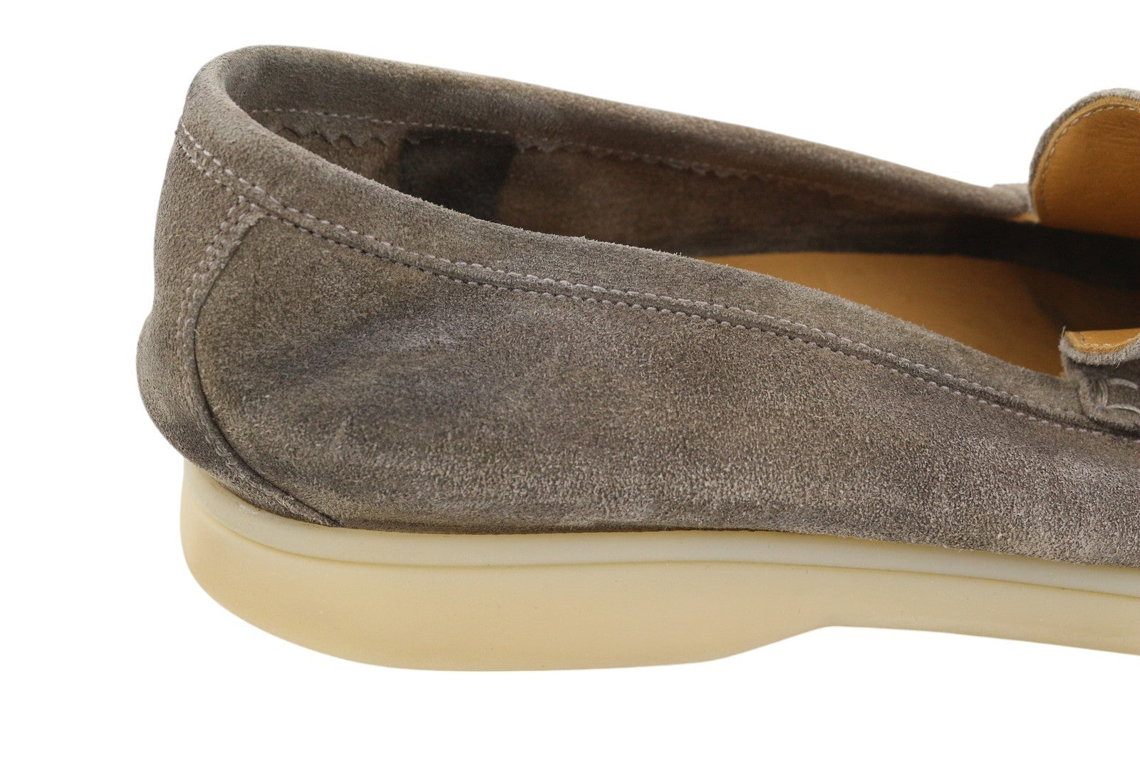 SUITSUPPLY Men Casual Shoes EU44 Grey Suede Leather Slip On Almond Toe Logo