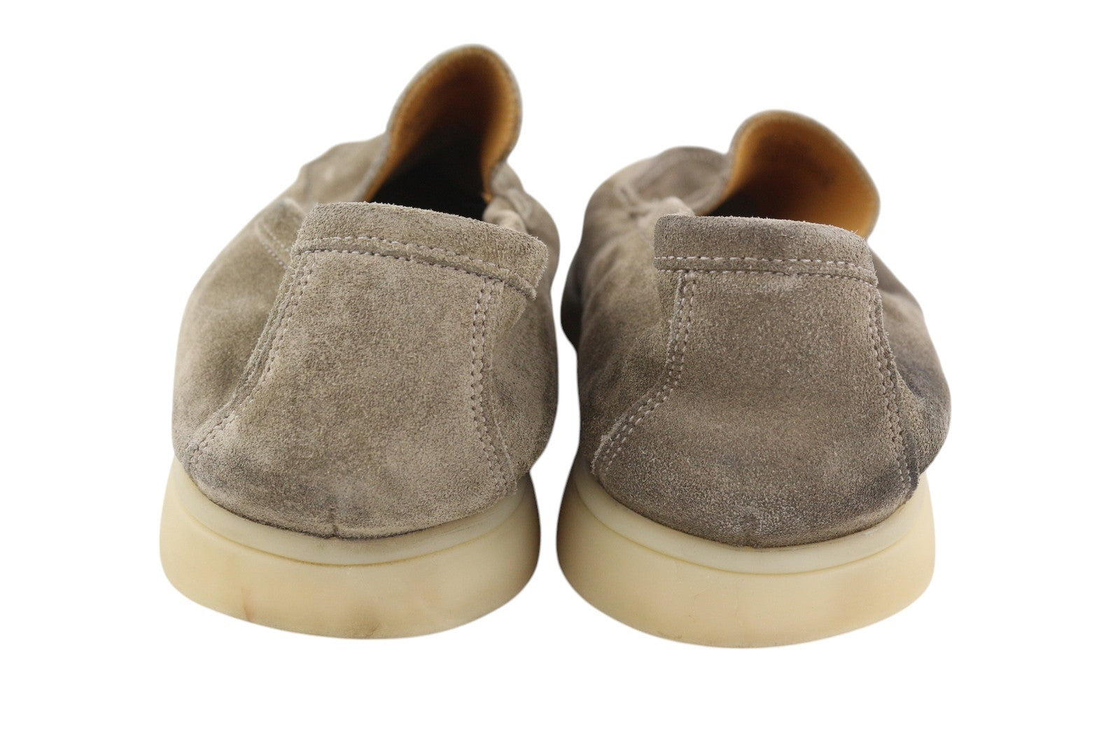 SUITSUPPLY Men Casual Shoes EU44 Grey Suede Leather Slip On Almond Toe Logo