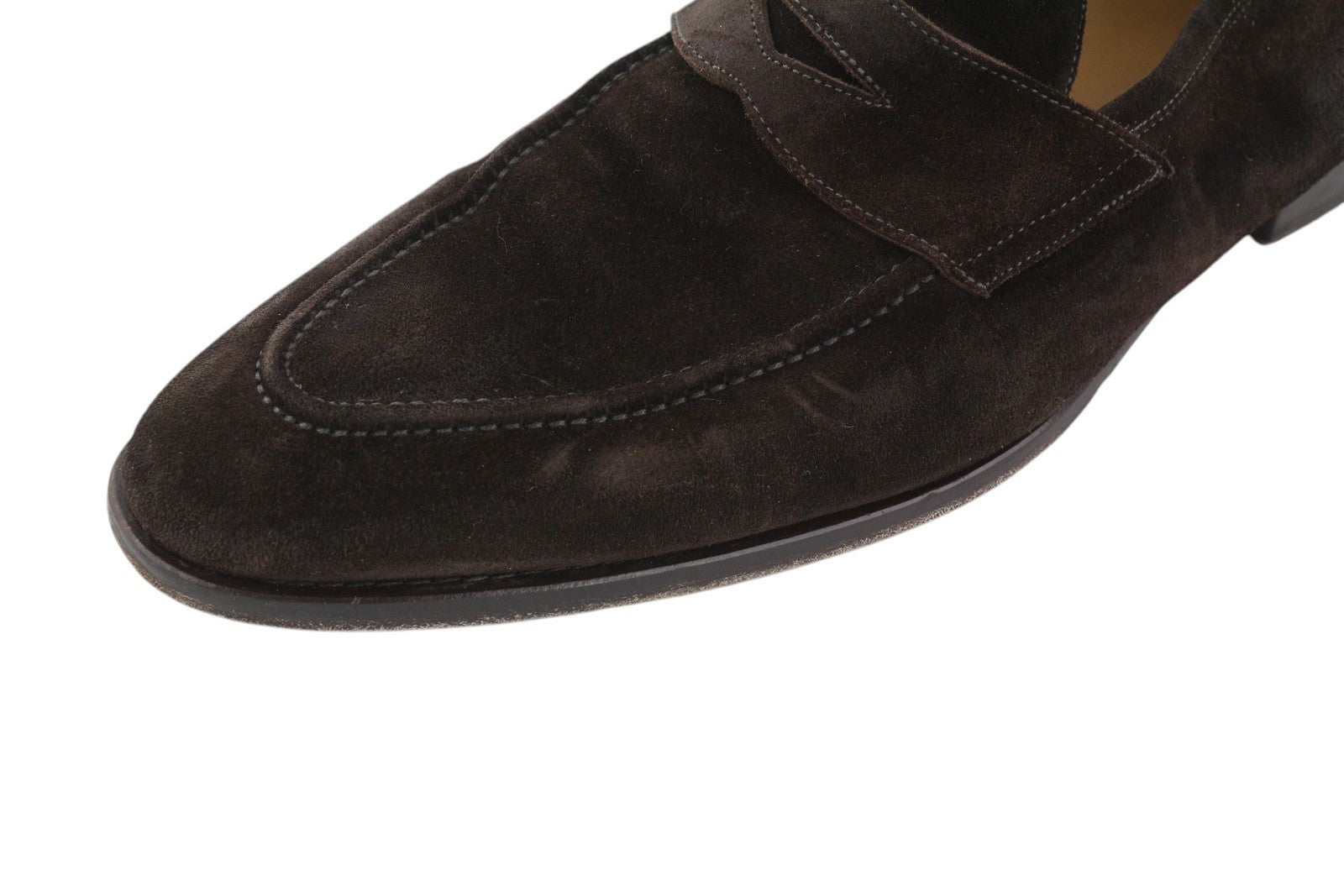 SUITSUPPLY Men Formal Shoes EU46 Dark Brown Suede Slip On Almond Toe Dress
