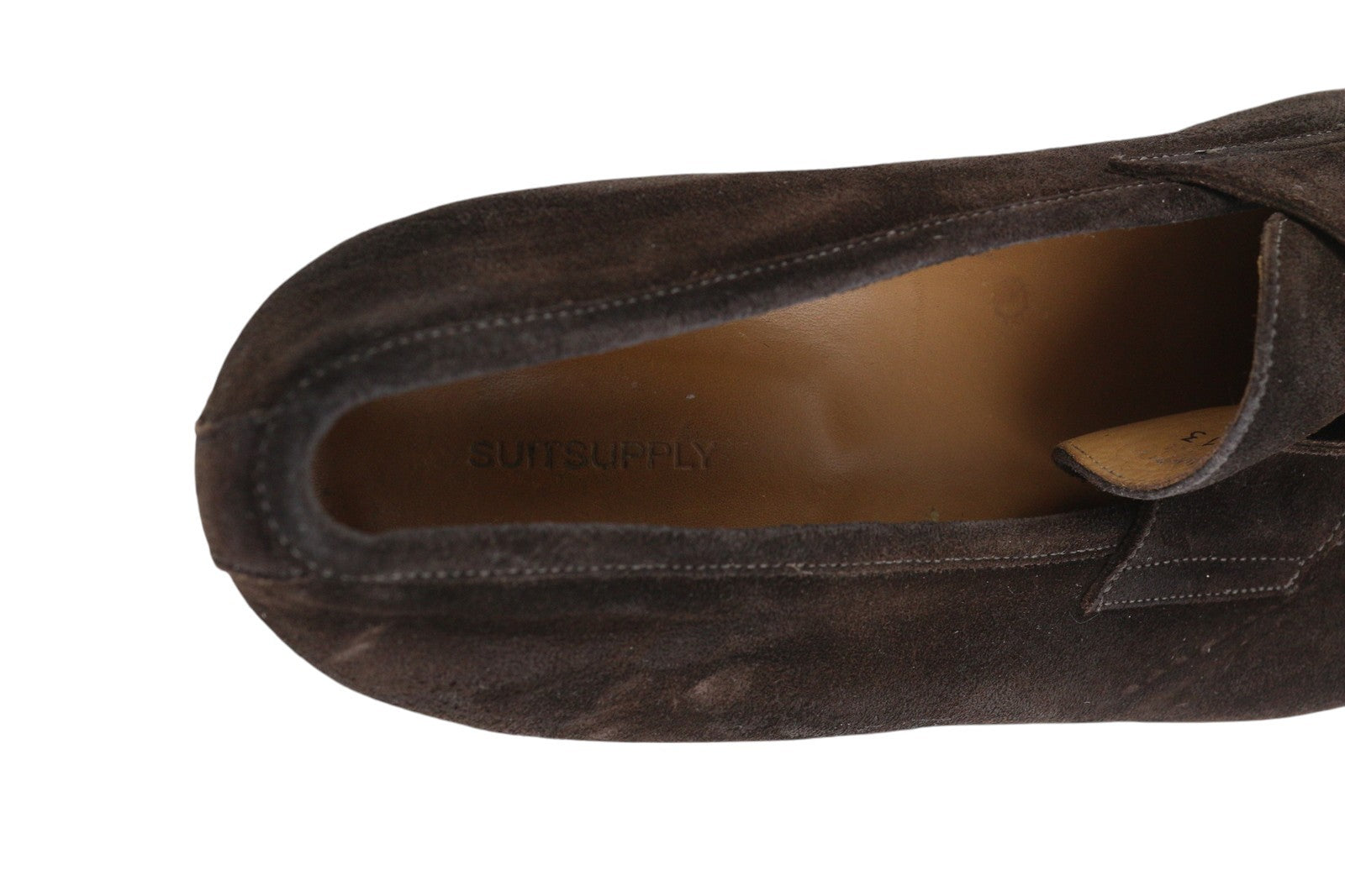 SUITSUPPLY Men Formal Shoes EU46 Dark Brown Suede Slip On Almond Toe Dress