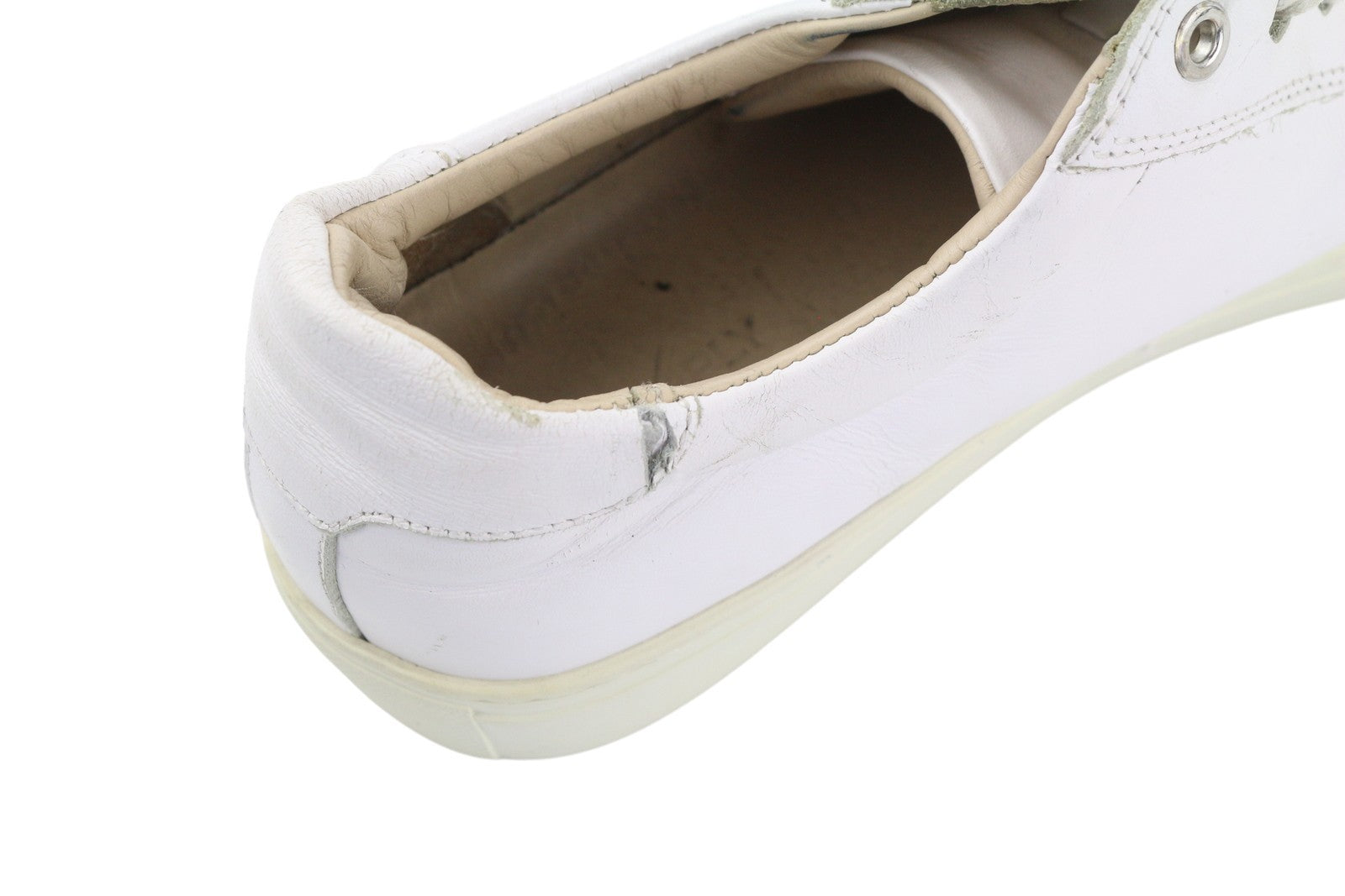 SUITSUPPLY FW1404 Men Sneakers EU42 White Leather Low Almond Toe Laced Style