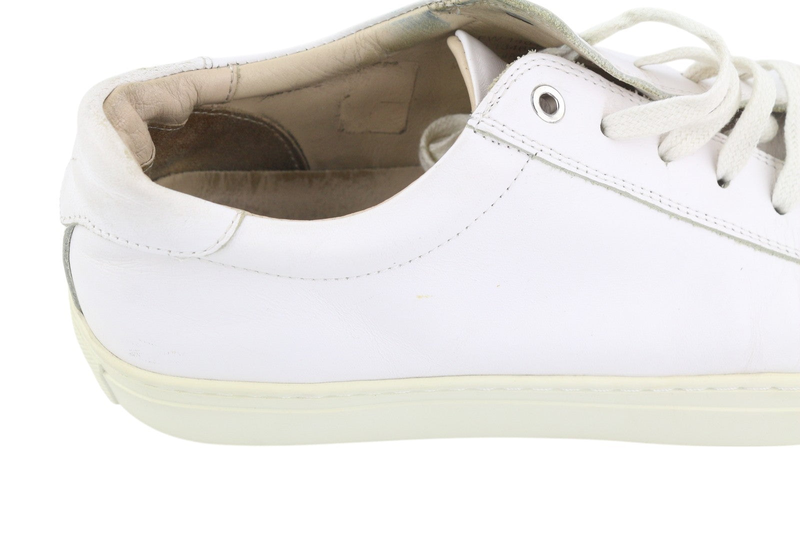 SUITSUPPLY FW1404 Men Sneakers EU42 White Leather Low Almond Toe Laced Style