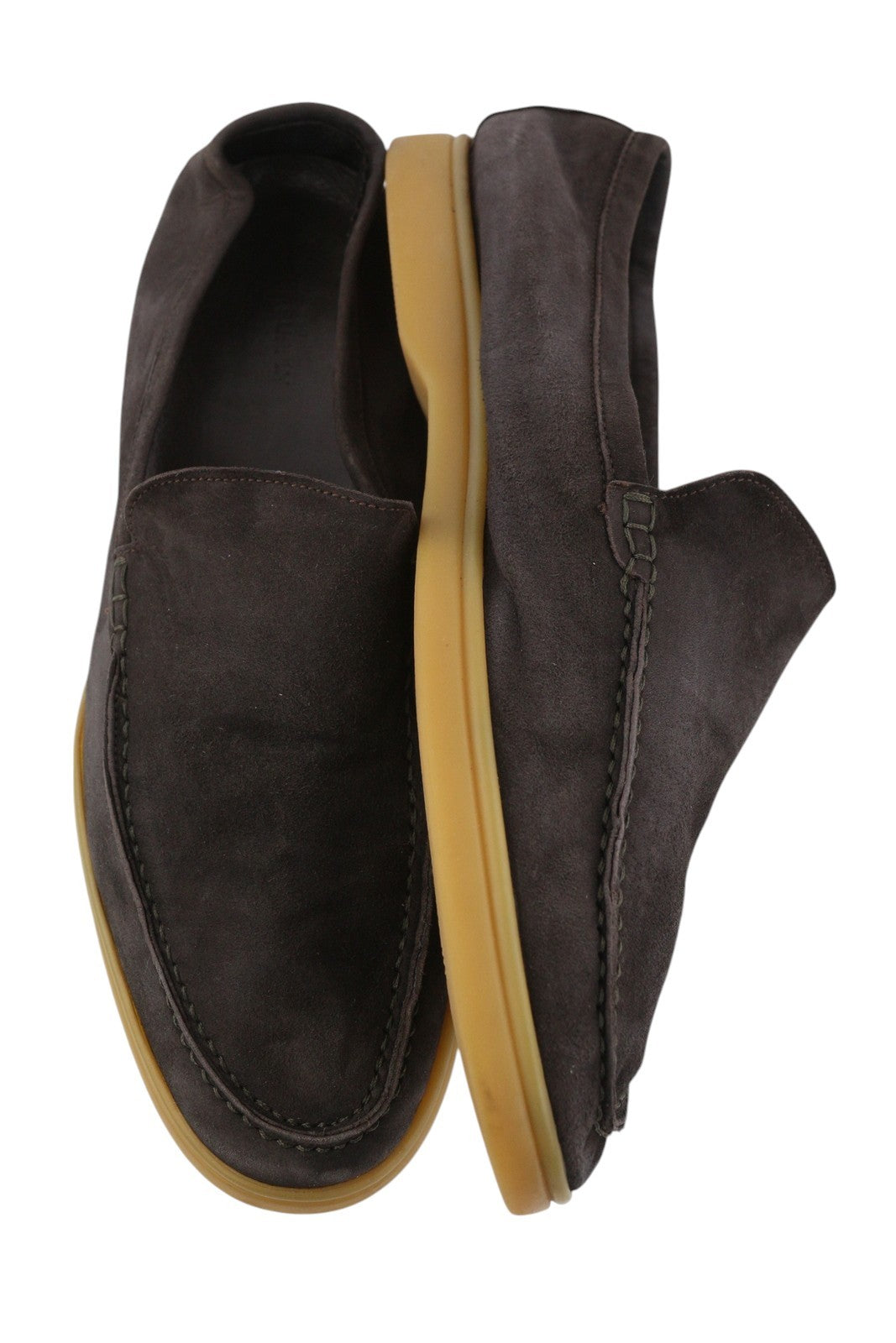 SUITSUPPLY Men Casual Shoes EU42 Brown Suede Leather Slip On Almond Toe Logo