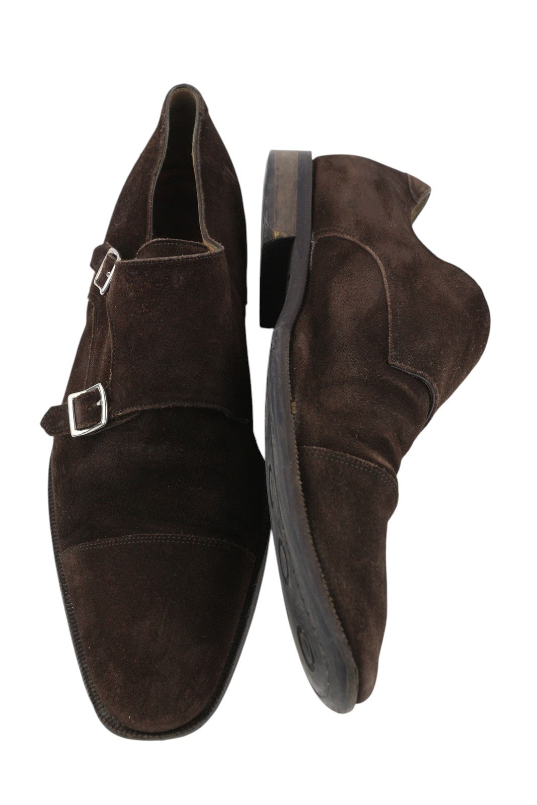 SUITSUPPLY Men Formal Shoes EU44 Brown Suede Double Monk Square Toe Dress