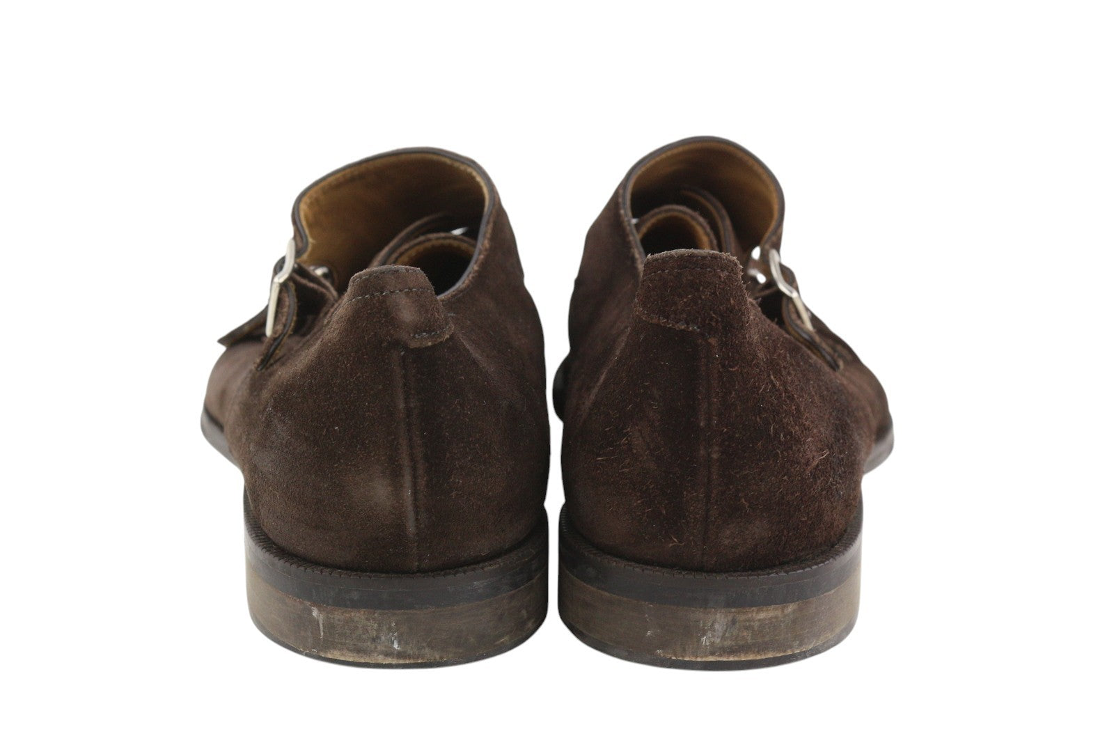 SUITSUPPLY Men Formal Shoes EU44 Brown Suede Double Monk Square Toe Dress