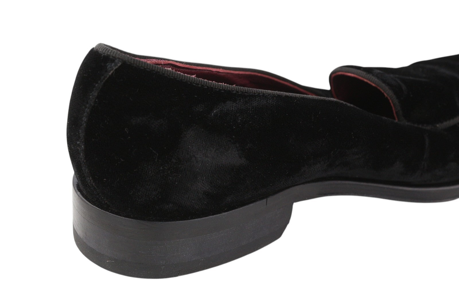 SUITSUPPLY Men Formal Shoes EU39 Black Velour Slip On Almond Toe Leather Logo