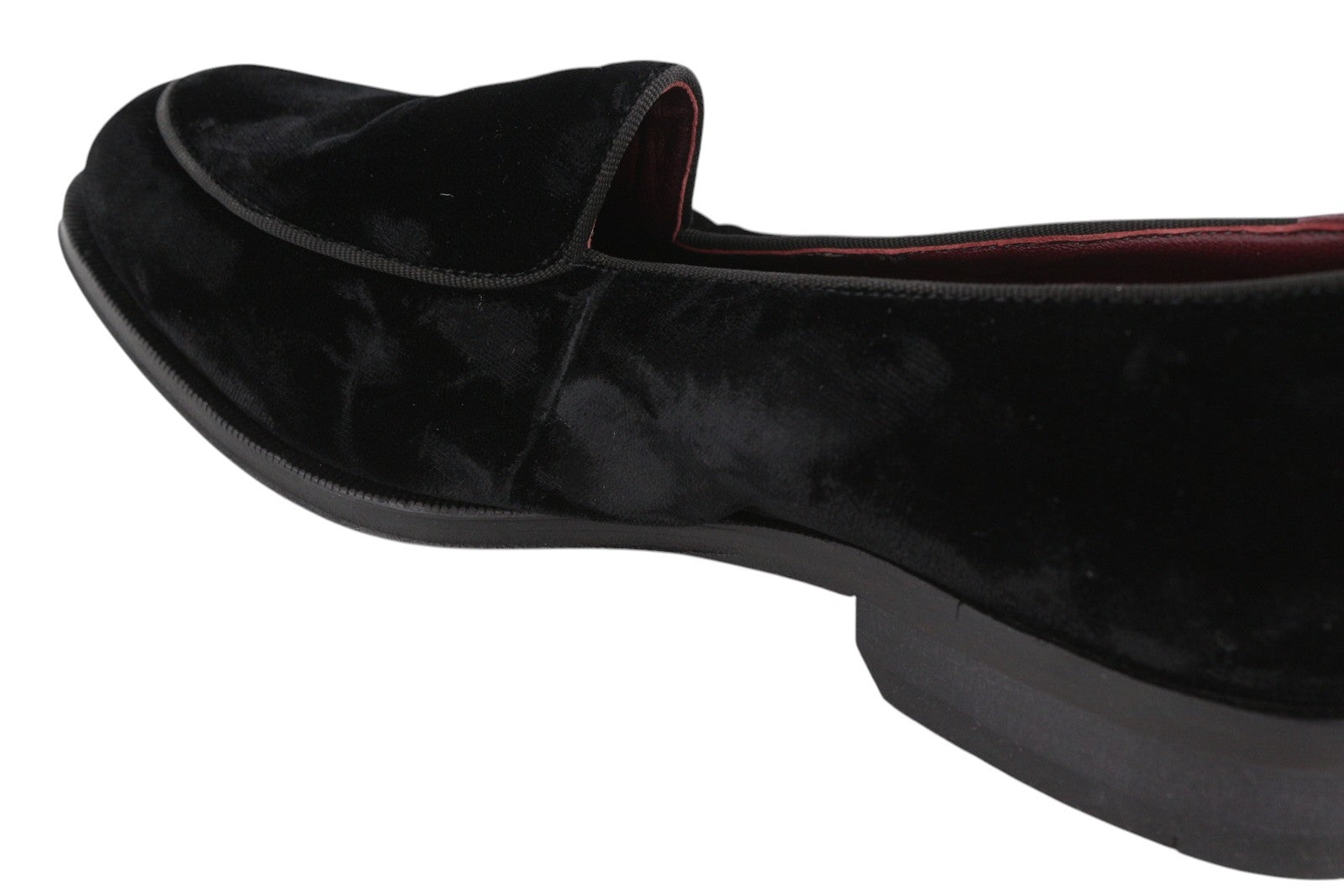 SUITSUPPLY Men Formal Shoes EU39 Black Velour Slip On Almond Toe Leather Logo