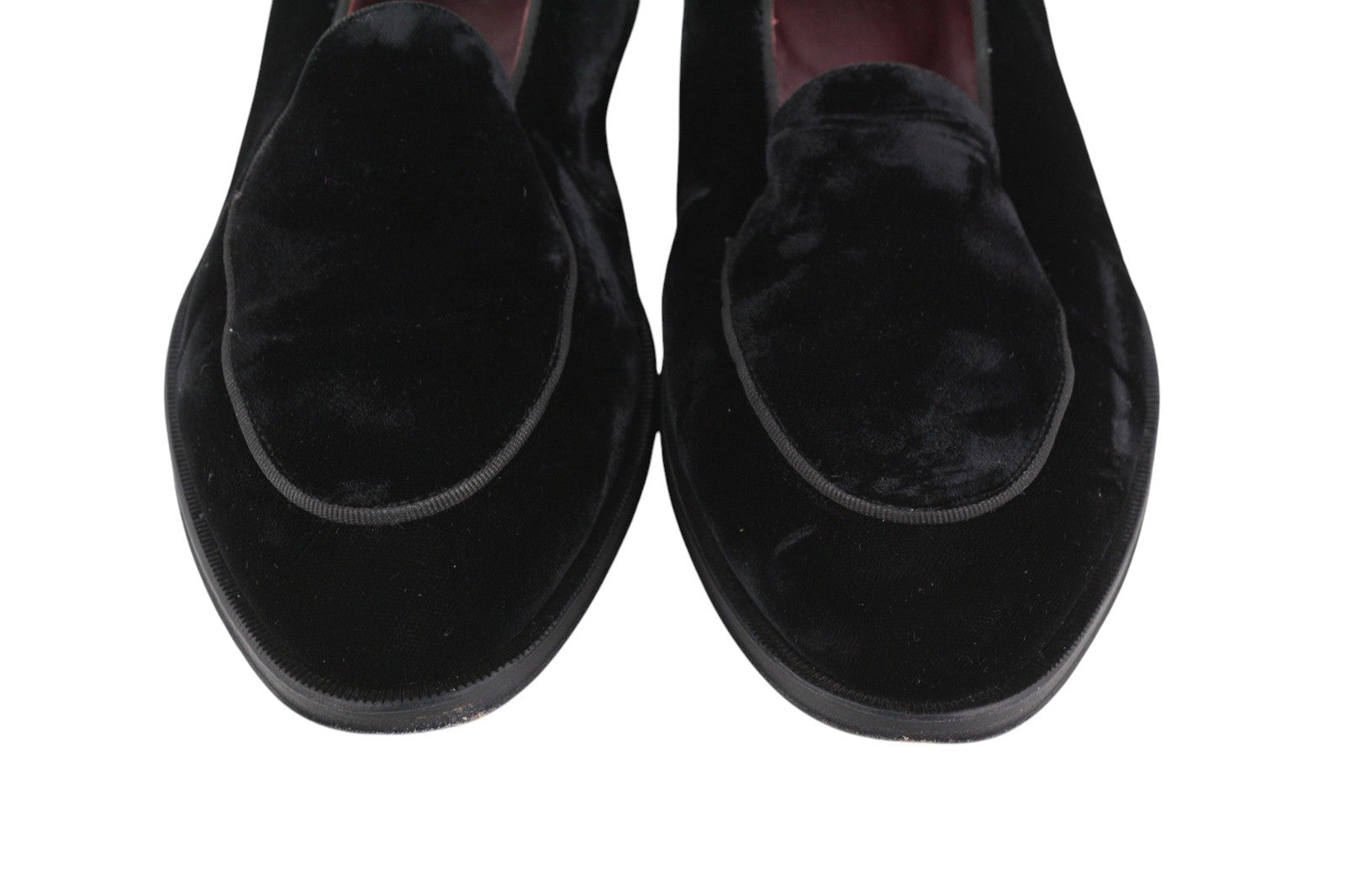 SUITSUPPLY Men Formal Shoes EU39 Black Velour Slip On Almond Toe Leather Logo