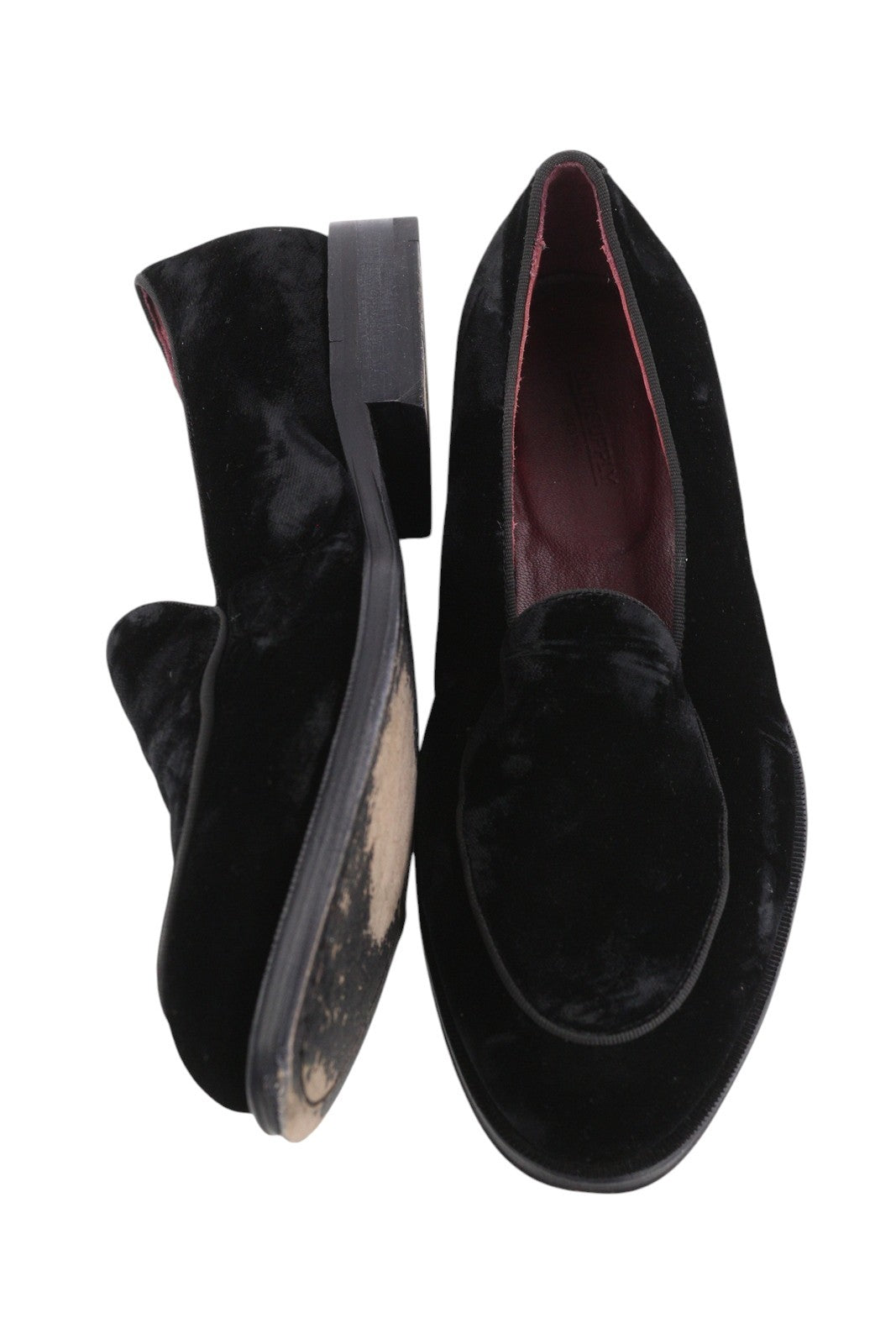 SUITSUPPLY Men Formal Shoes EU39 Black Velour Slip On Almond Toe Leather Logo