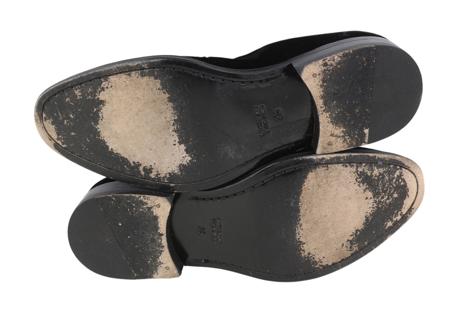 SUITSUPPLY Men Formal Shoes EU39 Black Velour Slip On Almond Toe Leather Logo