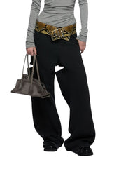 THE ATTICO moteriški džinsai 27 juodi laisvi, maišyto kirpimo, su iškirpte FW25 RRP590 