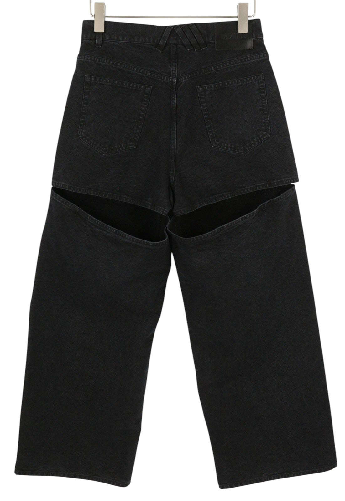 THE ATTICO moteriški džinsai 27 juodi laisvi, maišyto kirpimo, su iškirpte FW25 RRP590 