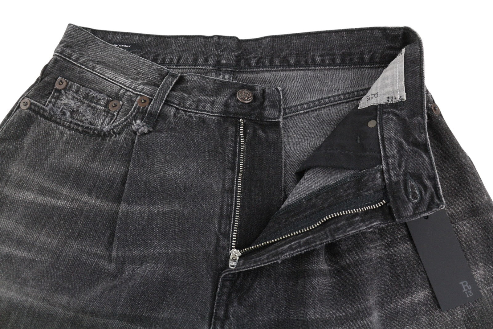 R13 trumpi plačių klešnių moteriški džinsai, 27 Wilson juodi, iki kulkšnių, PS25, RRP695 