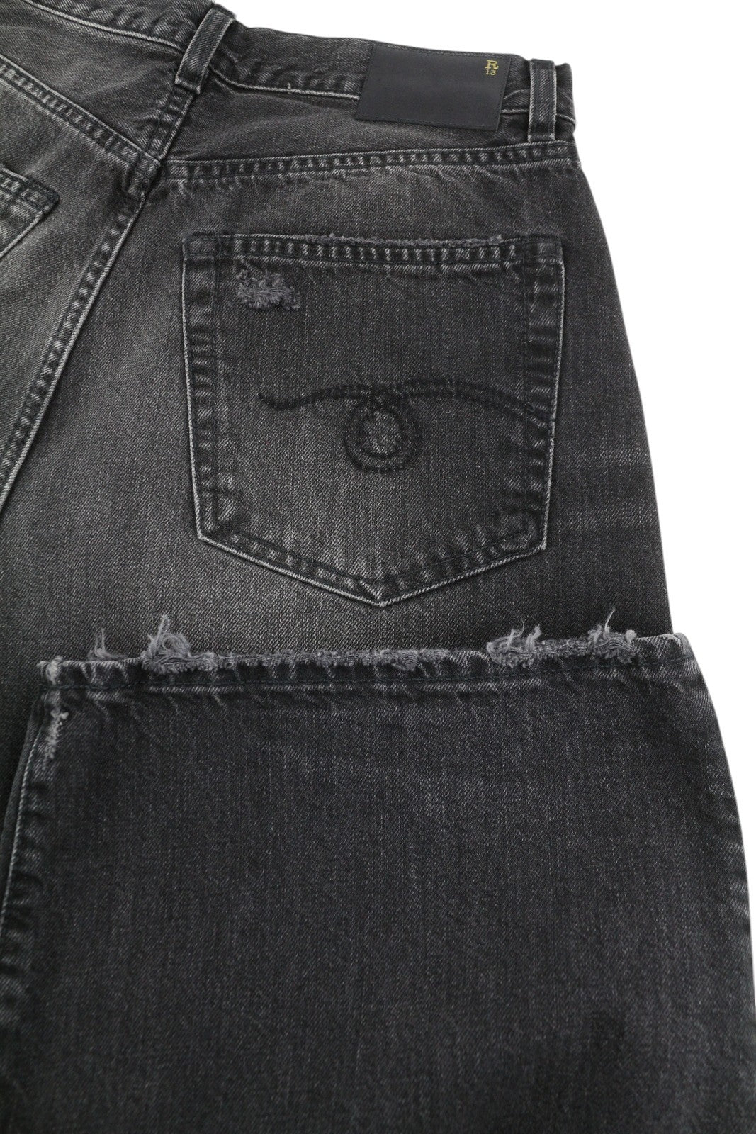 R13 trumpi plačių klešnių moteriški džinsai, 27 Wilson juodi, iki kulkšnių, PS25, RRP695 