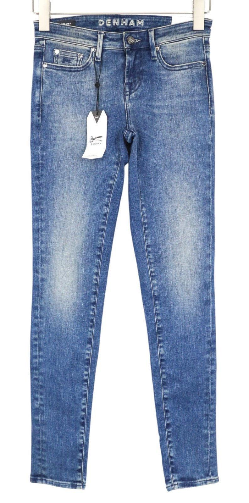 DENHAM Sharp Women's Jeans W24/L30 Skinny Washed Blue Cotton Stretch Fit