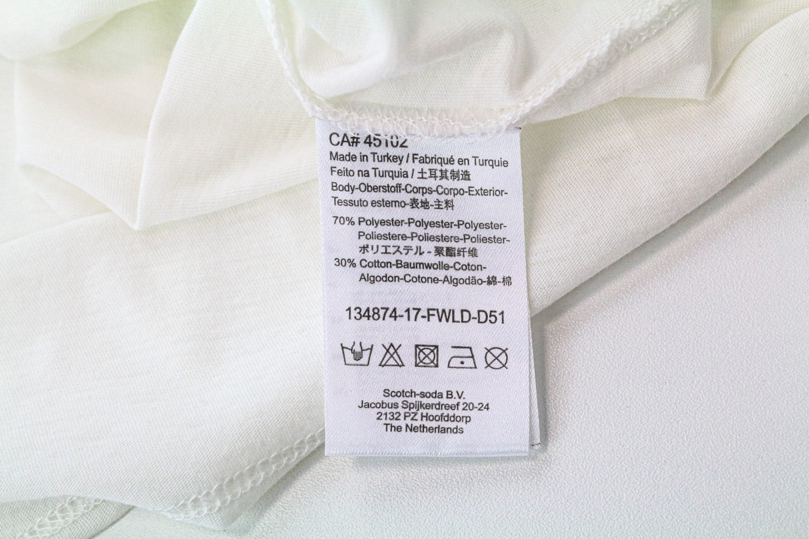 SCOTCH &amp; SODA Ams Blauw moteriški marškinėliai S dydžio, balkšvi, trumpomis rankovėmis, medvilnės mišinio audinys 