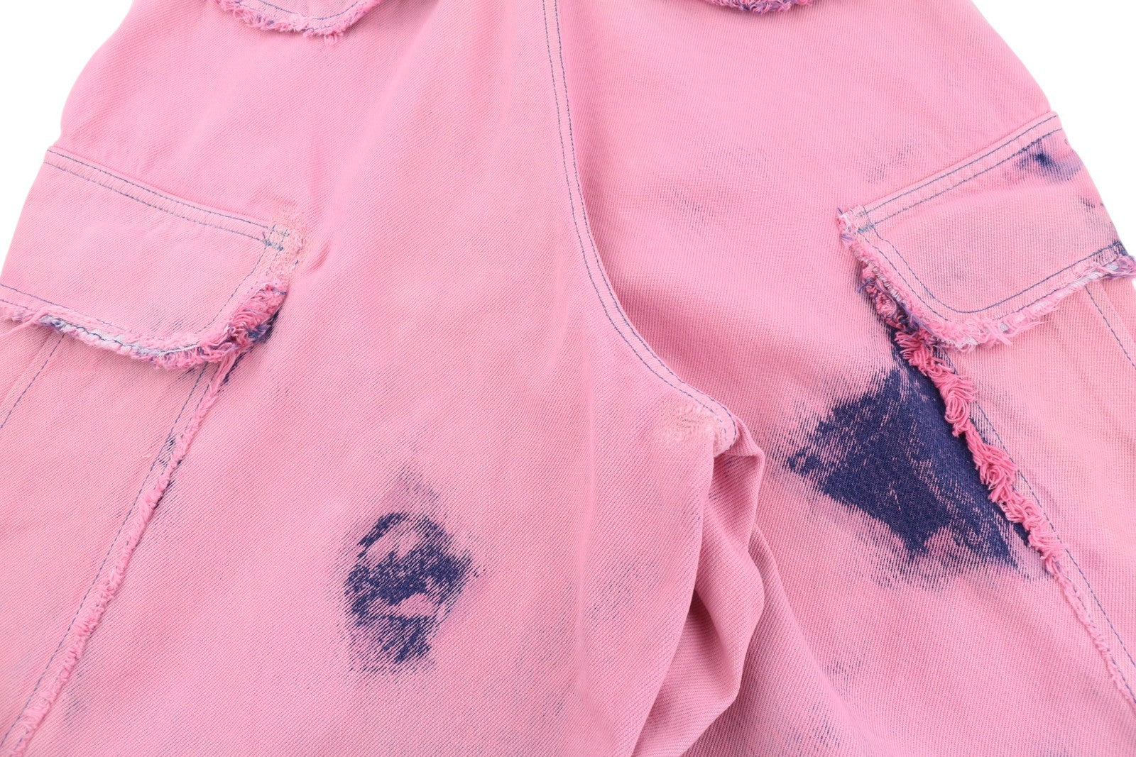 DARKPARK Vivi Cargo Denim moteriški džinsai 26 PB rožinės ir mėlynos plačios kojos, laisvo kirpimo 