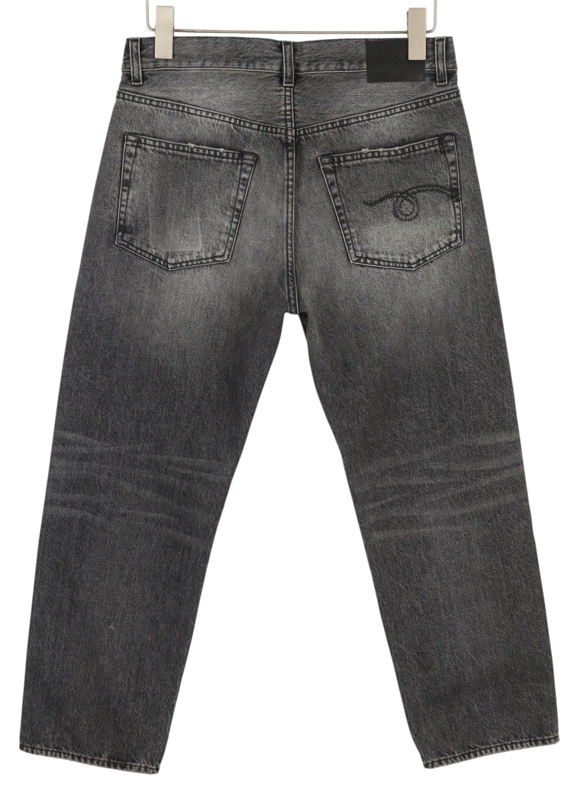 R13 Boyfriend moteriški džinsai 26 Leyton juodi išblukinti tiesūs trumpi PF25 RRP699 