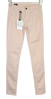 DENHAM purškiamos moteriškos kelnės W28/L32 rožinės, labai aptemptos, tamprios medvilnės laisvalaikio stiliaus 