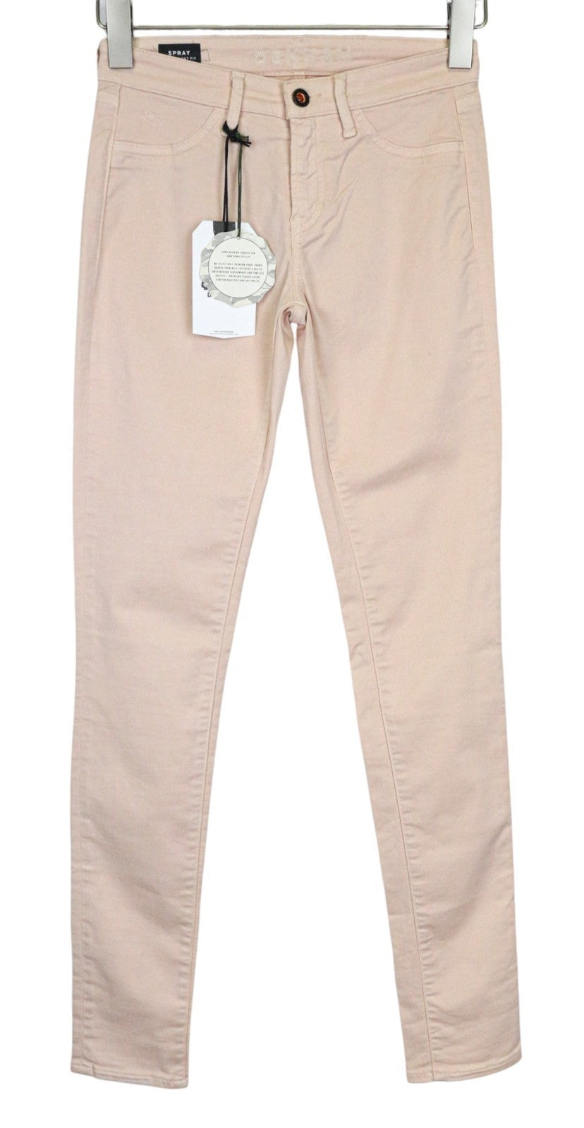 DENHAM purškiamos moteriškos kelnės W28/L32 rožinės, labai aptemptos, tamprios medvilnės laisvalaikio stiliaus 