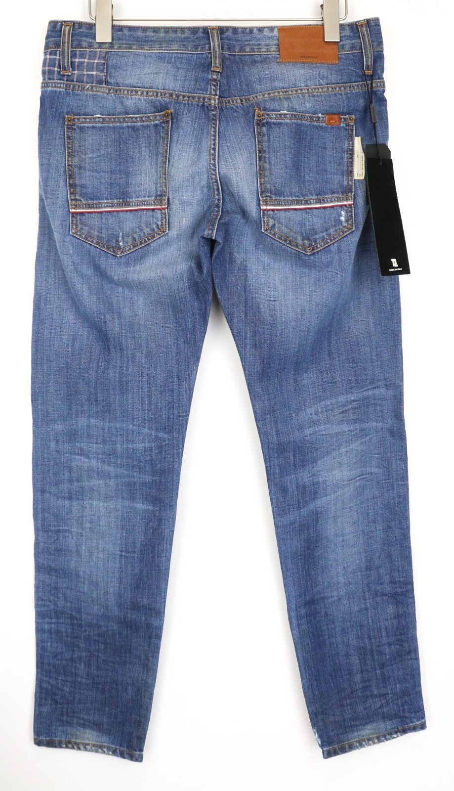 TAKESHY KUROSAWA Men's Jeans W34 Slim Blue Washed Cotton Aged Look Classic