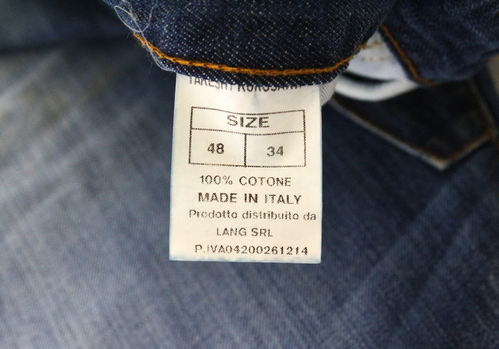 TAKESHY KUROSAWA Men's Jeans W34 Slim Blue Washed Cotton Aged Look Classic